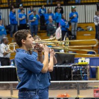 Students play a trombone overture at the 2026 GVSU West MI District Event
